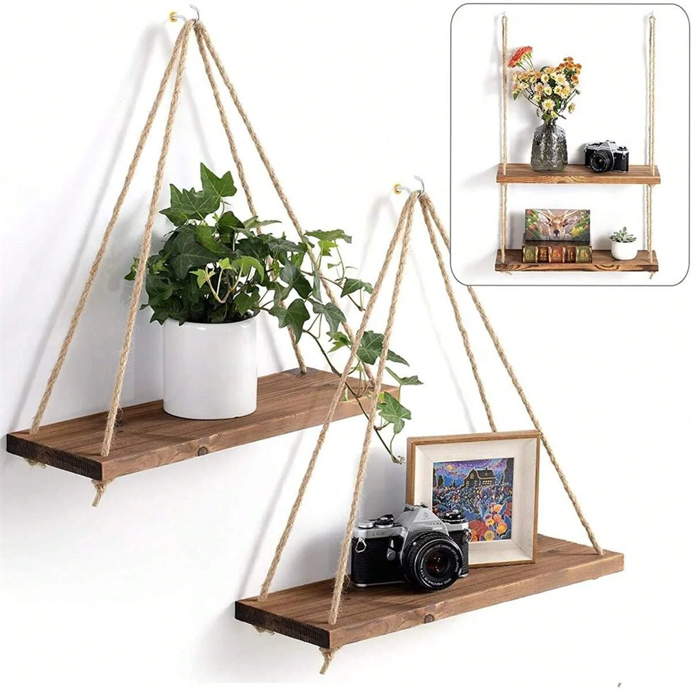 1Set Wood Hanging Shelves Swin - Badminton Live ulasan dan harga